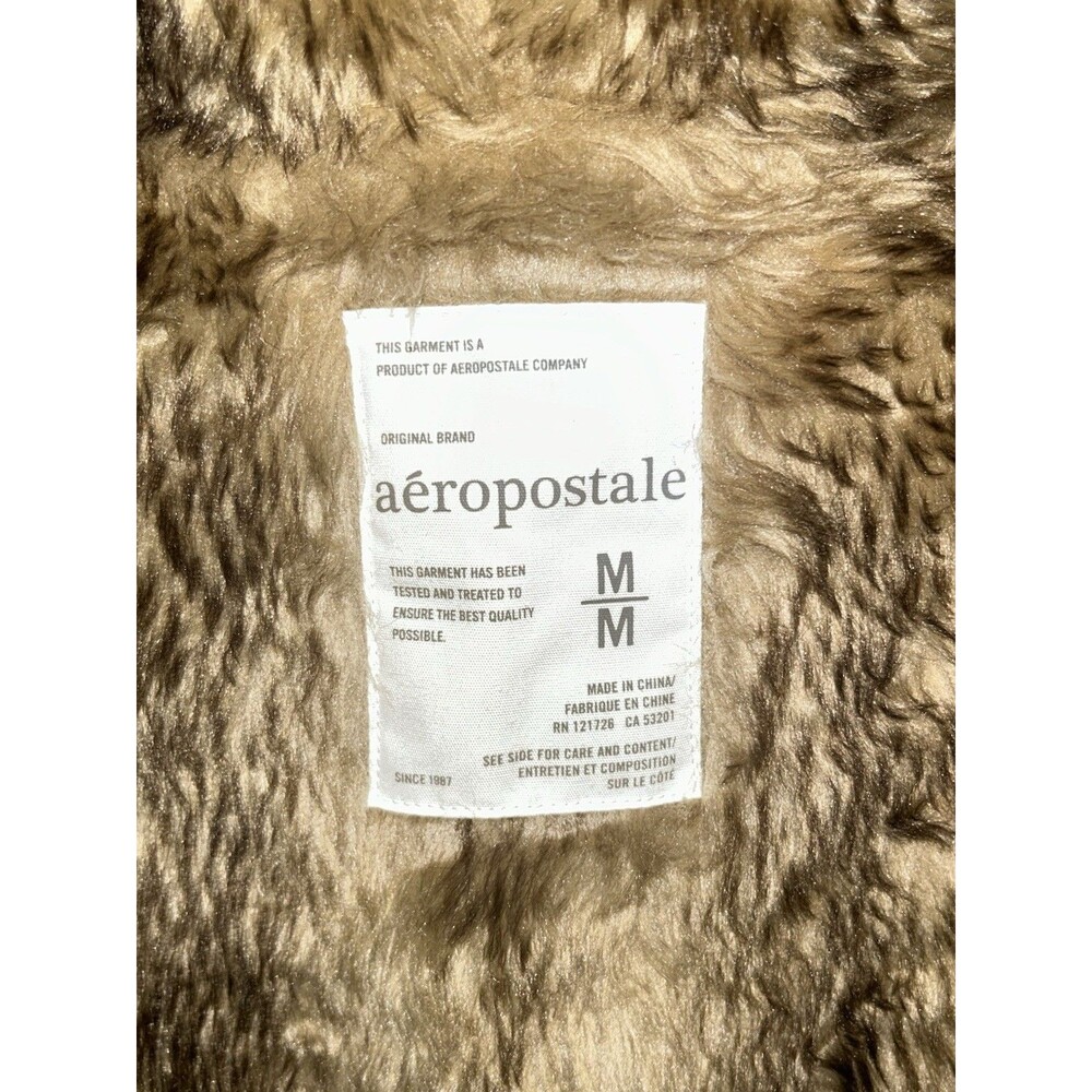 VTG Y2K Aeropostale 87 Faux Fur Lined Hoodie Grey Purple Medium Full Zip 2000s - Picture 9 of 9
